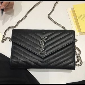 Monogram mantelasse wallet on a chain